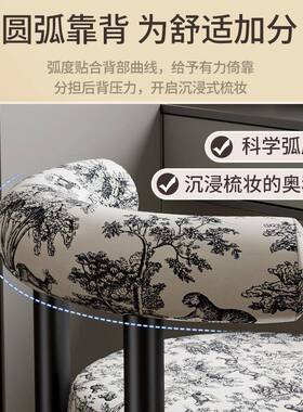 化妆椅生家用328房间主卧靠背简美甲凳子约奢女卧室梳妆轻台椅J*