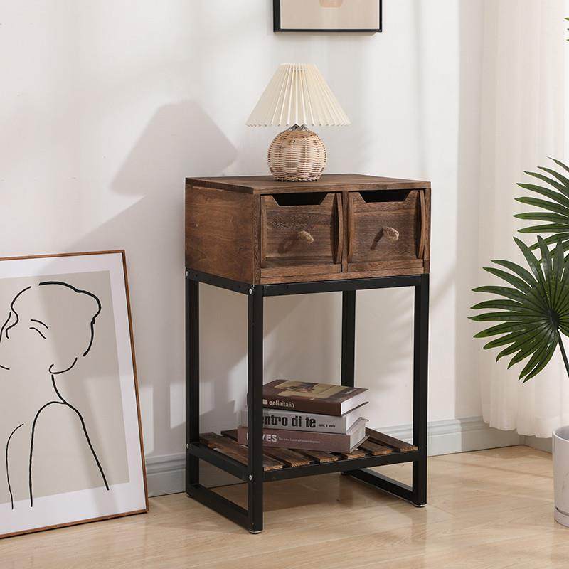 美收式阳台UNG架置物架实木储物纳柜花复古阳台窄条桌艺入户铁玄