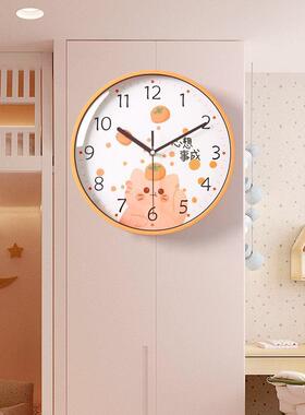 卡通网挂儿童房客厅石英墙钟挂表家用卧RGQ钟室新款2025红静音小
