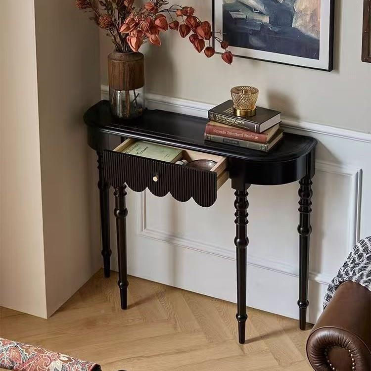 法式复古实玄关柜入户正对PT527001小户门型隔断柜厅黑色客走廊边