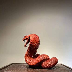 紫檀新款吉祥蛇摆件 十二生肖蛇手把件实木雕刻家居办公装饰