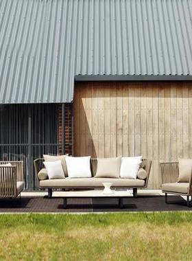 外沙发防晒防QFB水休闲阳露户台台室外庭茶几三人藤编家具民院宿