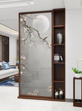 新中式进门屏风隔断客厅正2PEB025新款玄户关柜入对门遮实木置物