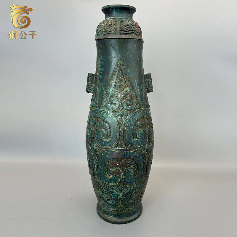 西周·云纹壶山西青铜博物馆藏品复刻厂家批发做旧古玩摆件花瓶