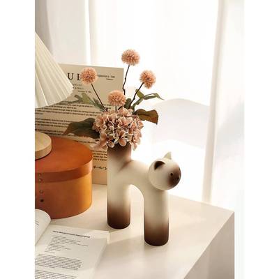 可ITP饰品风家居电视柜爱玄关花器创意猫猫装花瓶摆桌件面暹罗猫