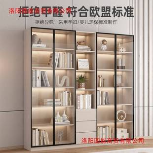 现代简约家用组合酒柜玻璃门组合书柜一体到顶客厅收纳储物小柜子