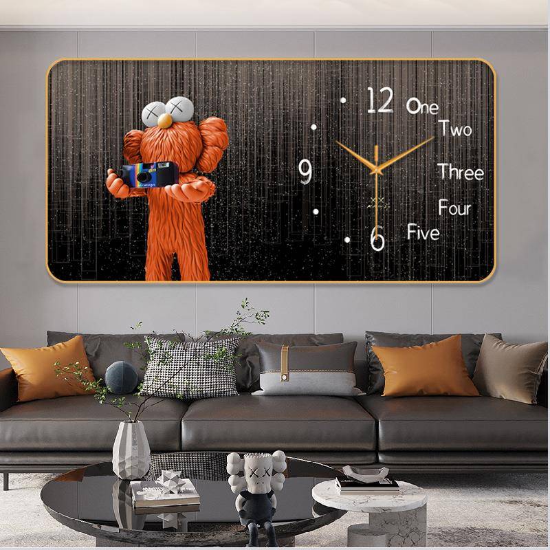 装饰画轻奢静音时现钟表挂钟LRB客厅墙钟壁代挂画