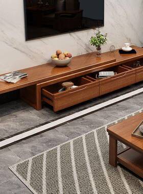 胡桃木小实木电视柜多功客43019厅柜伸缩户型能简约子中式客厅电