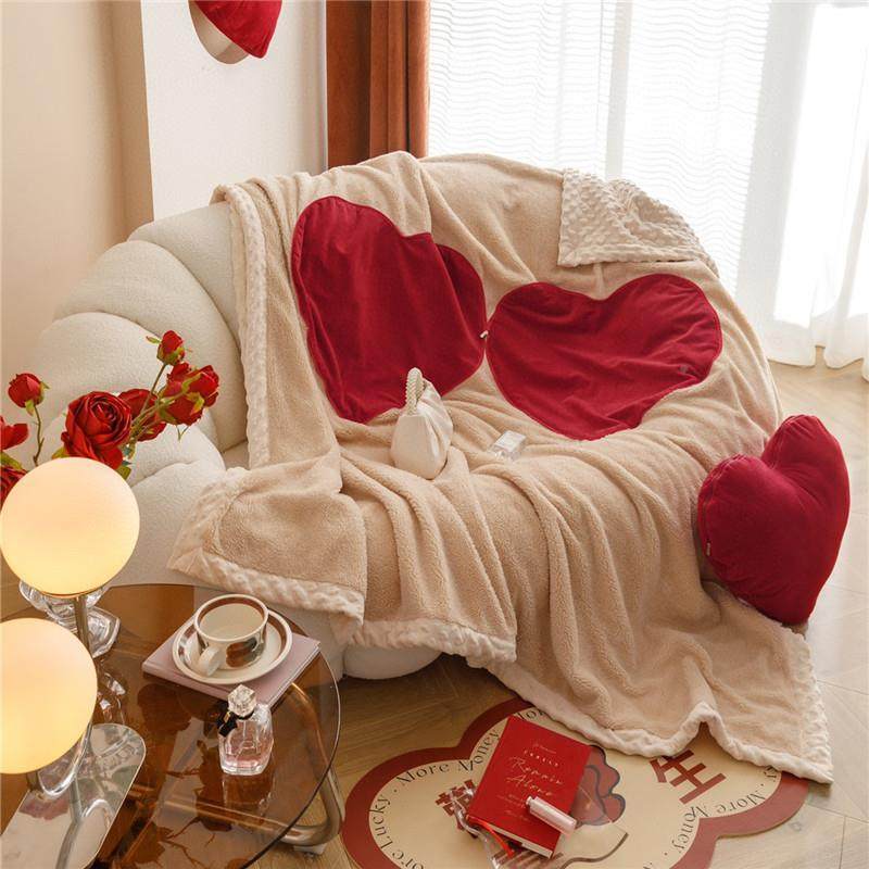 2025秋冬毯YS-0爱心多功能小红色婚庆抱枕午休毯办公室毯子加厚,居家布艺,抱枕被,淘宝优惠券,粉丝福利购,淘宝优惠卷
