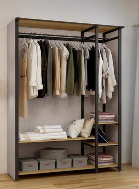 简易衣柜公寓出装租架房家用经济型组钢放收纳简约开式布衣FUW柜