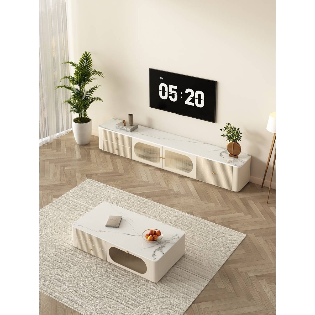 茶几电视柜组合奶油风客厅现代简约小户型实木落地白色岩板电视柜,玩具/童车/益智/积木/模型,垂直悬浮玩具,淘宝优惠券,粉丝福利购,淘宝优惠卷