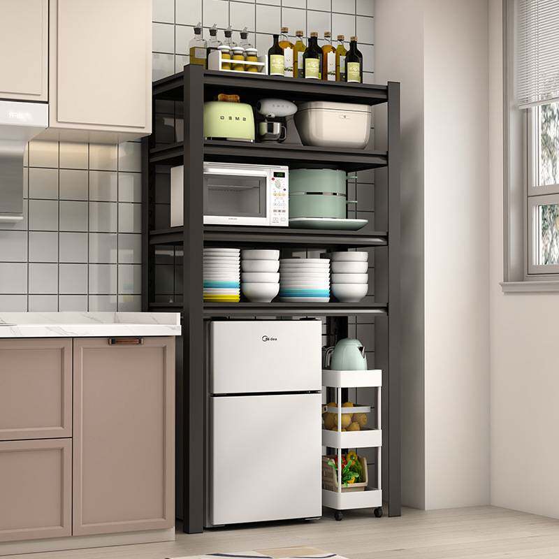 厨房落地置物架小型冰箱上方架子家用微波炉消毒柜洗碗机收纳架无