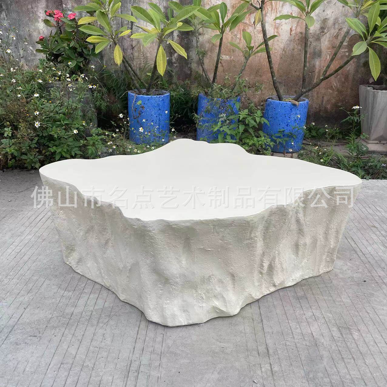 北欧简约清水混凝土茶几仿石状茶台大师设计米色水泥茶桌现代简约