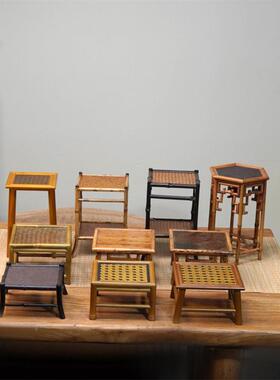 梅鹿竹竹制品兰花架壶架茶具件底座竹配工艺子LEZ博古架架制品