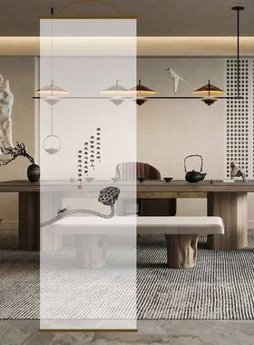 山透明双面透屏风GAK纱中式半水景卷帘隔断帘挂帘水墨窗帘纱帘透