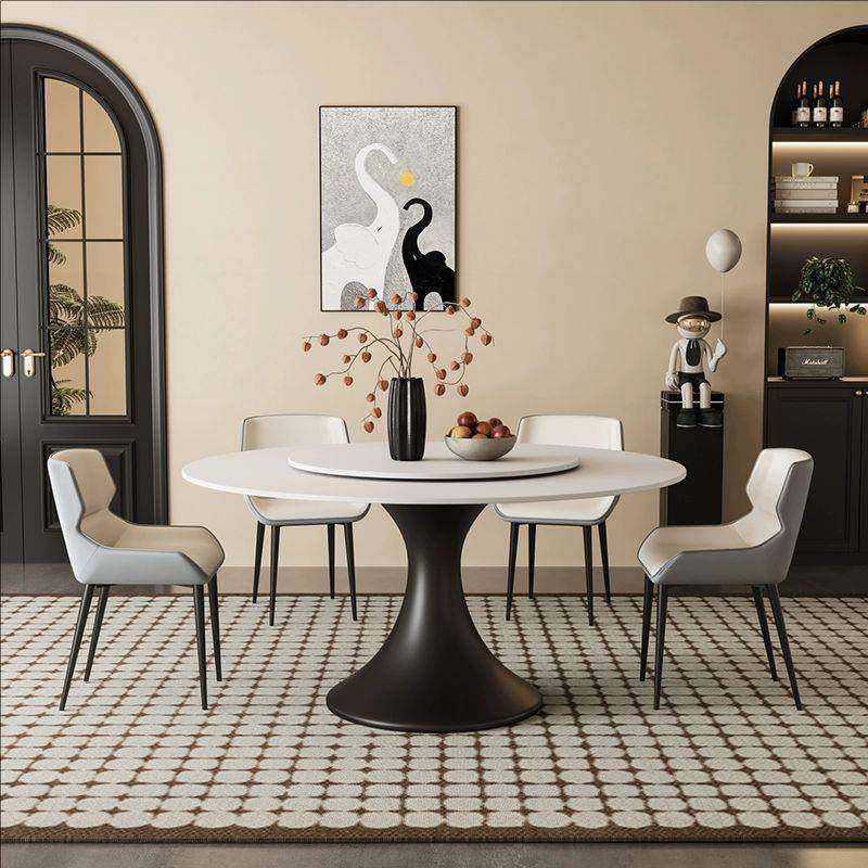 复古法式圆形餐桌餐桌椅岩板组合转盘简约圆桌小户型家用现代饭桌,电子元器件市场,其它元器件,淘宝优惠券,粉丝福利购,淘宝优惠卷