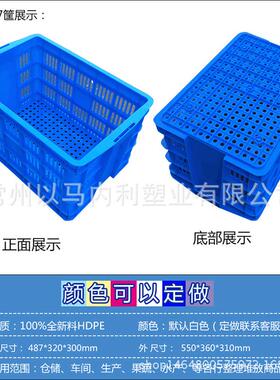 特厚小孔塑料周转筐圆眼蓝色零部件塑胶周转框圆孔塑料筐厂家