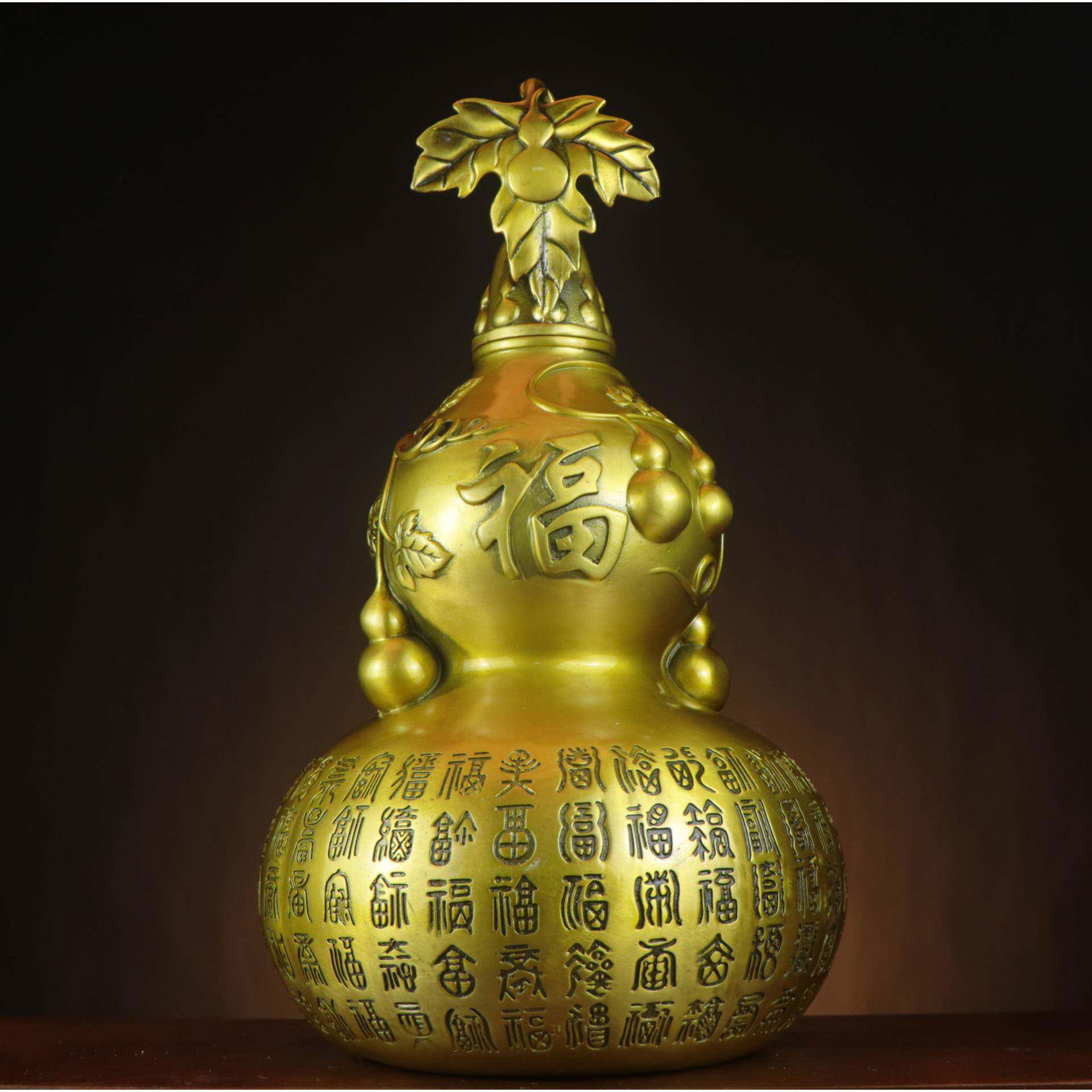 铜葫芦摆件大号小号铜空心开口大葫芦百福禄客厅家具装饰百福葫