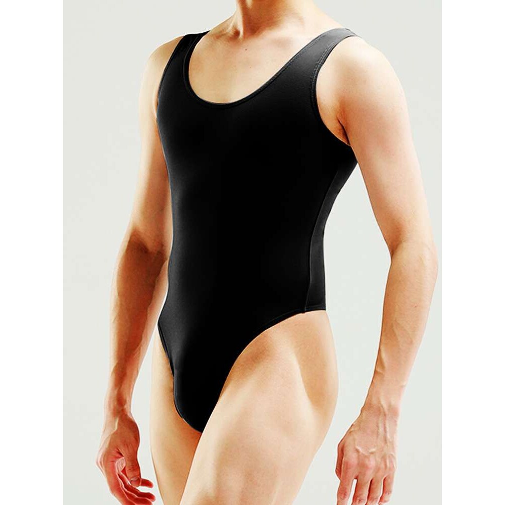 男士芭蕾舞连体服练功服成人背心连身舞蹈体操服形体儿童男生白色