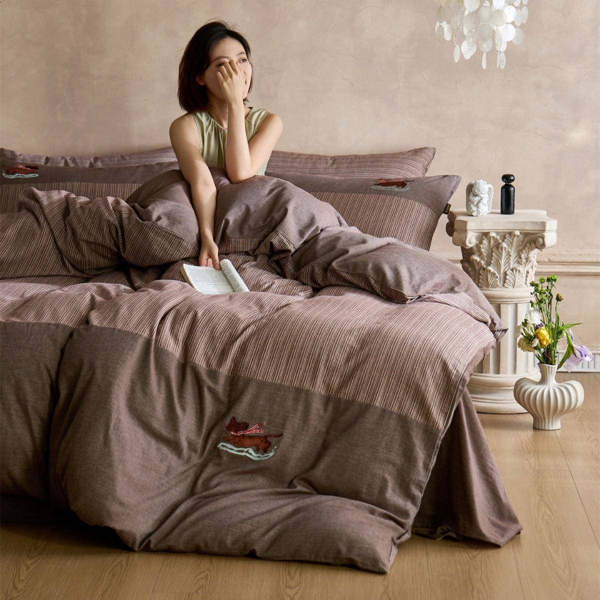 时尚轻奢风滑雪狗刺绣超柔寝具床品四季款纯棉色织提花四件套家纺,五金/工具,五金工具箱/五金收纳箱,淘宝优惠券,粉丝福利购,淘宝优惠卷