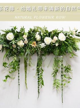 新款森系仿真藤蔓蓝色挂花仿真花挂墙墙面十里红妆婚庆用品头花