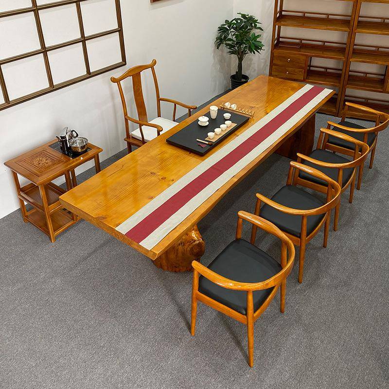 木茶桌松木木大板桌喝茶桌茶台茶办0011公原室茶几复古功夫泡桌大