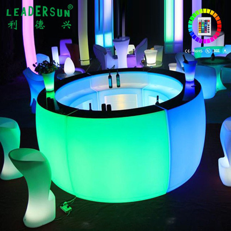 LED酒吧发光吧台可移动圆形创意调酒酒吧台聚会派对桌椅户外家具