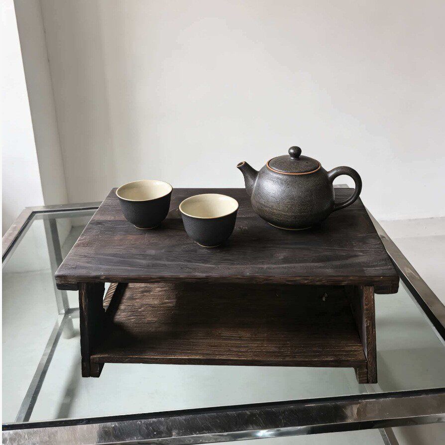 现货跨境复古实木榻榻米茶桌家用榻榻米茶几木质小矮桌飘窗木桌子