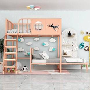 交错式上下床儿童床错位高低床子母床飞机床上床下空单上层小