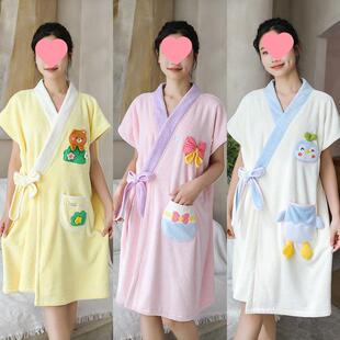 浴巾女可穿吸可非裹浴衣袍纯棉PDN水速干可爱浴裙大人家用洗澡浴