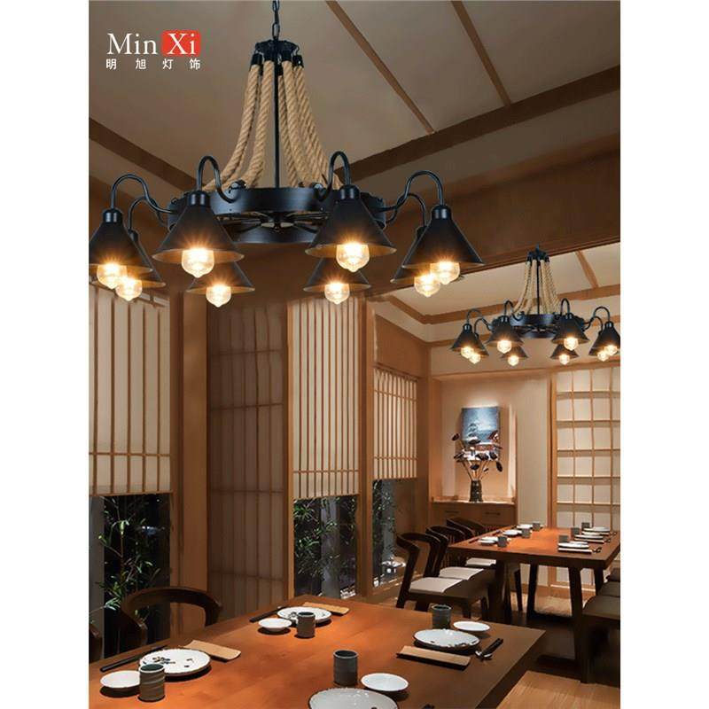 美灯式复厅古吊灯760麻绳性艺术酒吧饭店烧烤店餐创意个工业风装,家装灯饰光源,智能吊灯,淘宝优惠券,粉丝福利购,淘宝优惠卷