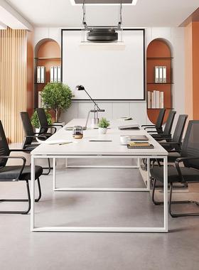 大型子会议室长桌约议洽谈桌简现代白色长会条方形桌BXT办公椅组