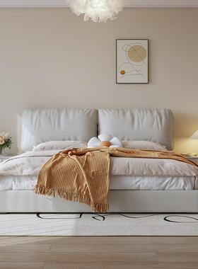 布布艺床科技柔软靠SIE包实木床板气物压结带储齐边家用双人构大