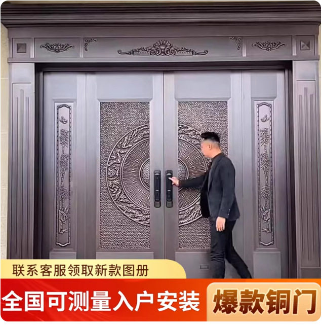 别墅乡村农村院子进户大门街门自建房双开对开门院门不锈钢门铜门