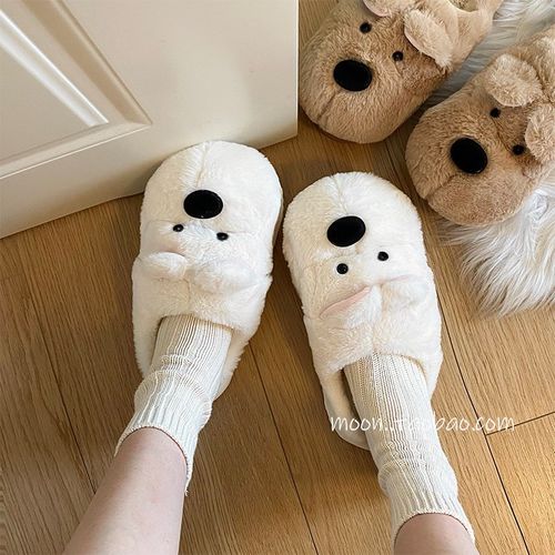 小狗棉拖鞋女秋冬季可爱防滑拖鞋毛毛绒茸茸家居室内保暖2025新款