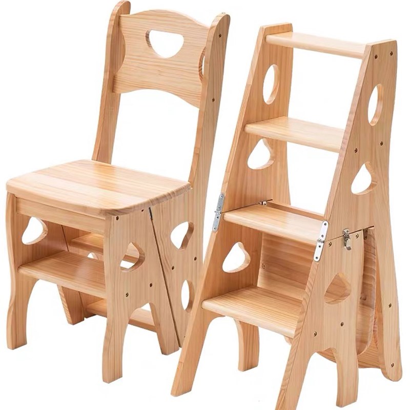 折叠梯家用实木多功能梯子椅子两用折叠梯子凳四步梯凳实木梯