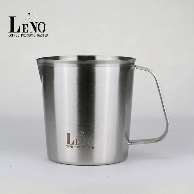 LENO304不锈钢量杯带刻度家用加厚700ml标准拉花杯试验杯咖啡量杯