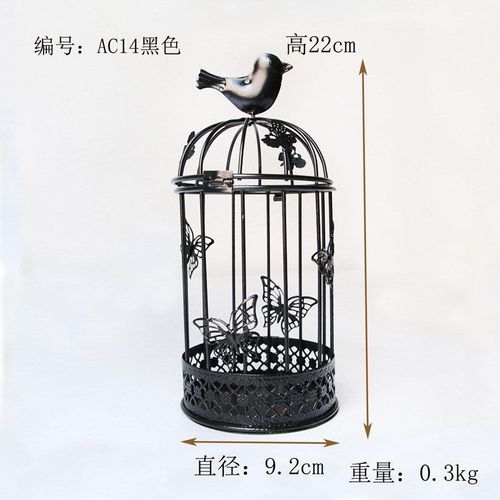 烛台摆件创意家居桌面装饰浪漫工艺品 欧式铁件镂空鸟笼烛台摆饰
