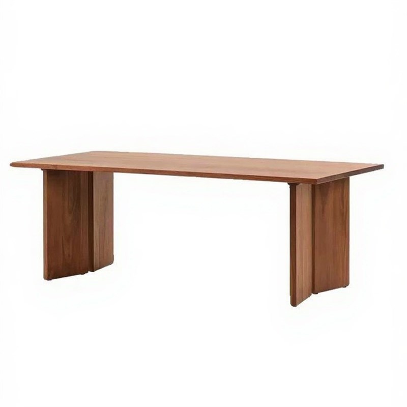 缅甸瓦城柚木餐桌意式极简长方形原木书桌中古风茶桌会议室办公桌