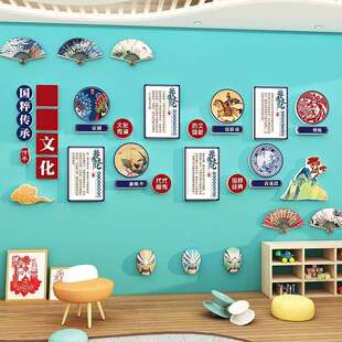 中国传统文化墙国潮风展示班级文化墙装饰教室布置学校走廊墙贴纸