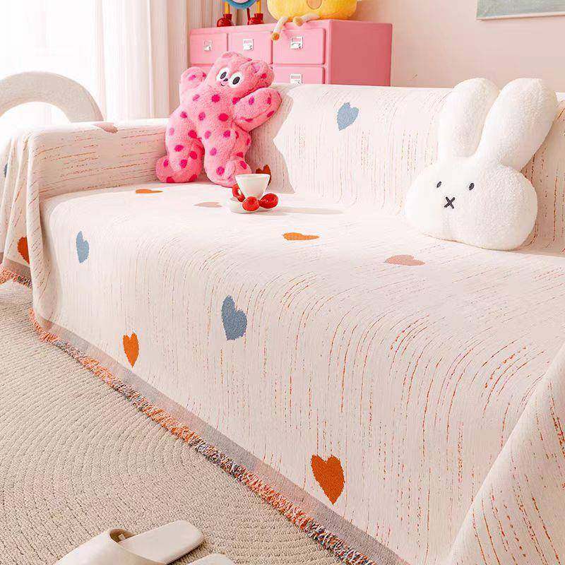 小清新四季通用防滑尘一片式爱心沙发盖布奶油风全盖雪尼尔沙发巾,五金/工具,五金工具箱/五金收纳箱,淘宝优惠券,粉丝福利购,淘宝优惠卷