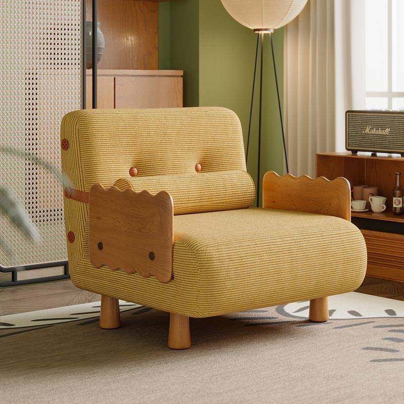 现代简约实木可折叠沙发床两用灯芯绒单人多功能卧室小户型推拉床