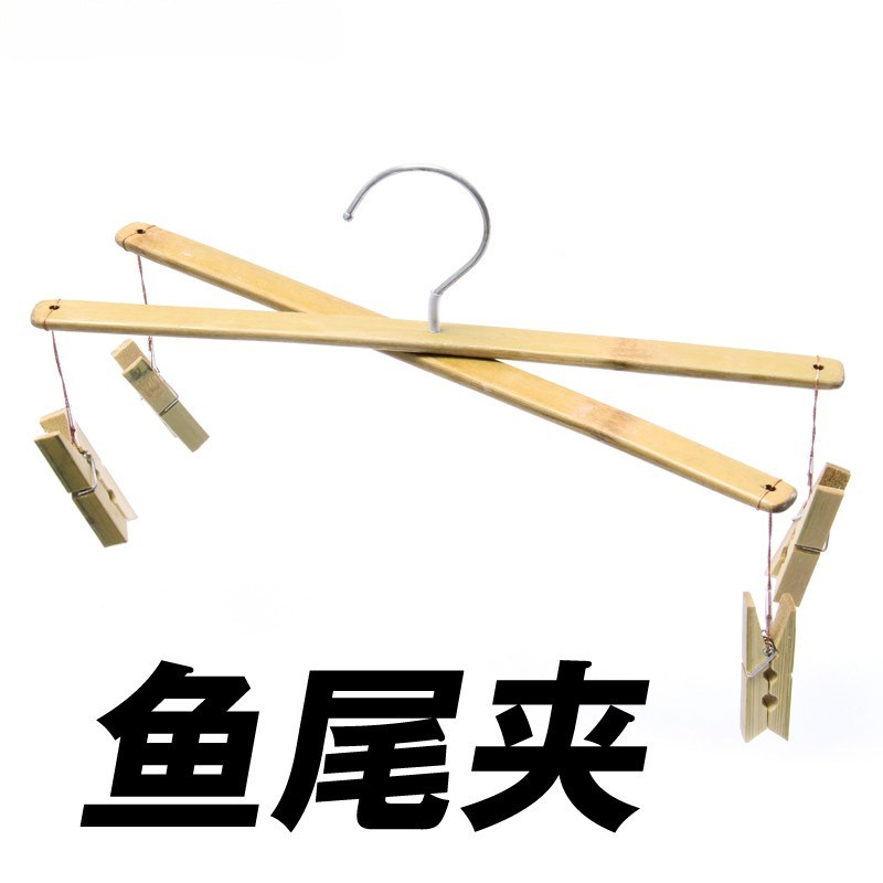 5个竹裤架夹家用竹加厚多功能十字裤夹晾衣架四头折叠竹架子