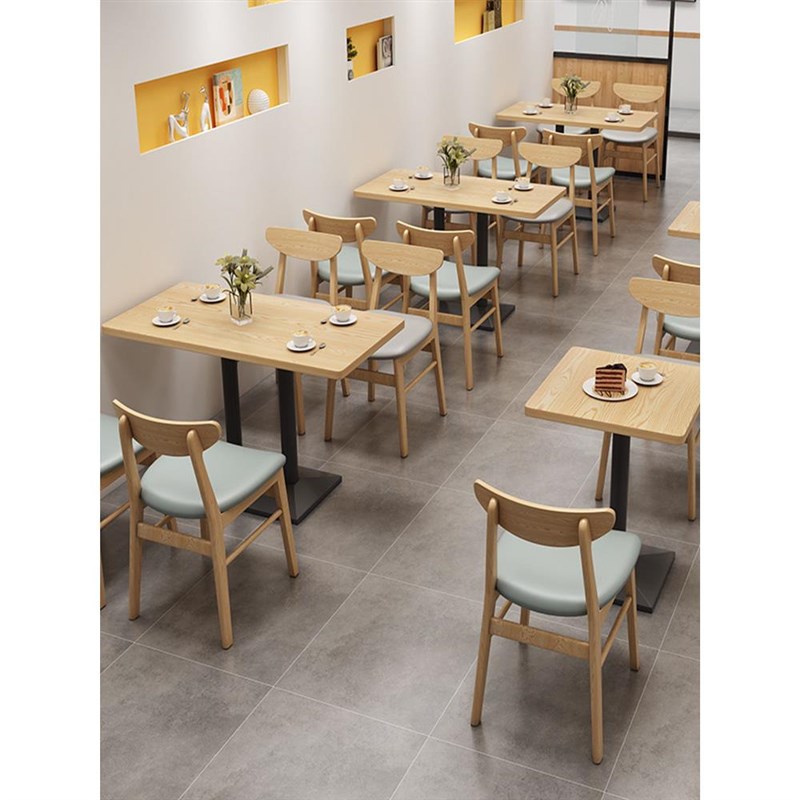 麻辣烫快餐汉堡寿司店水饺面馆食堂小吃奶茶店实木餐桌椅卡座组合