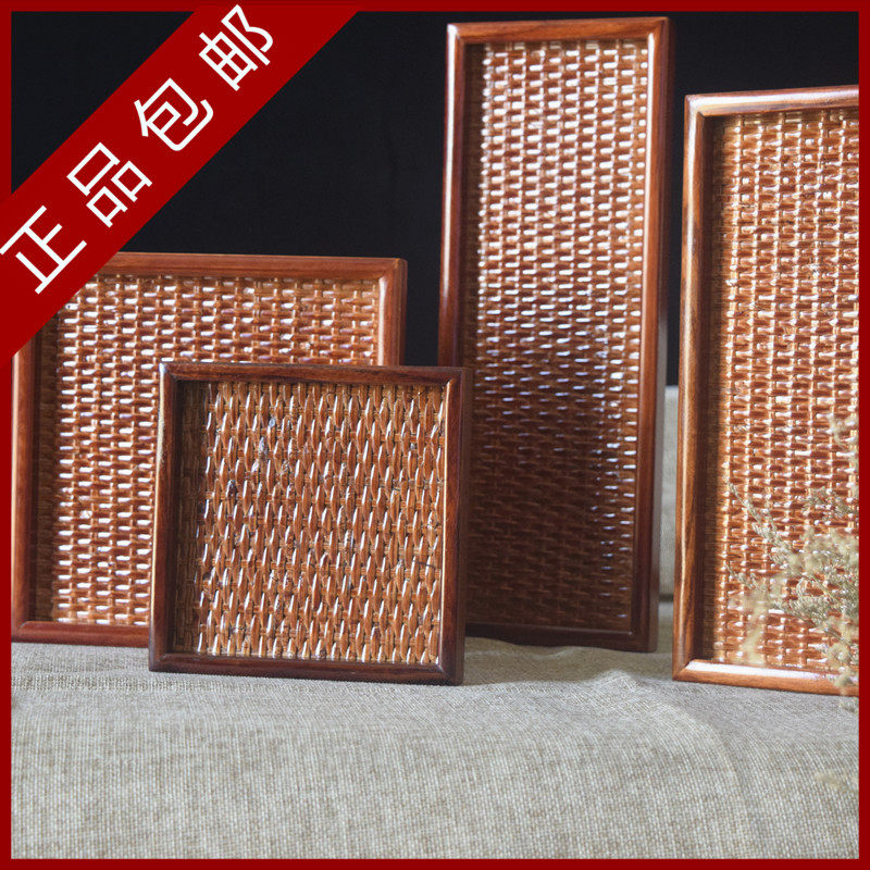 实木藤编木托盘茶水酒水木盘子特色酒店餐盘水果盘装饰茶盘