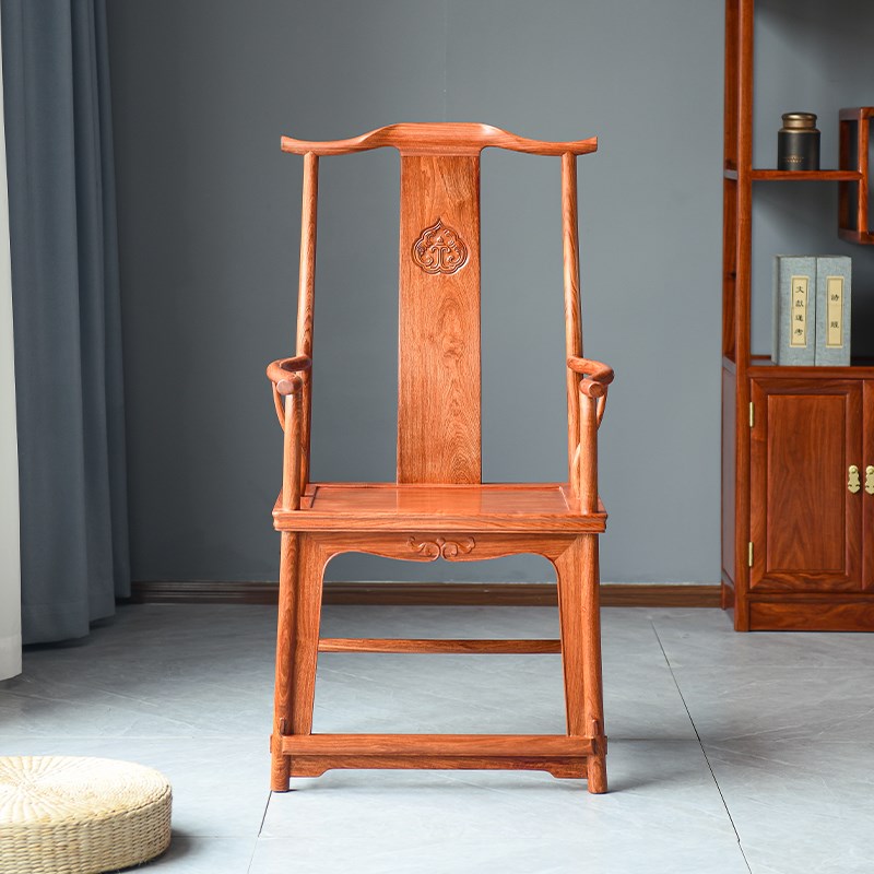 刺猬紫檀官帽椅中式主人椅实木仿古椅子花梨木南宫椅红木主椅圈椅