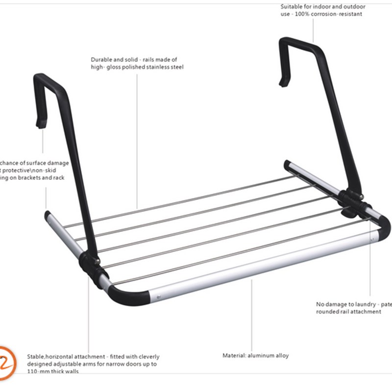 新款不锈钢阳台晾晒架 折叠式晾衣架 多用型悬挂式晒衣架