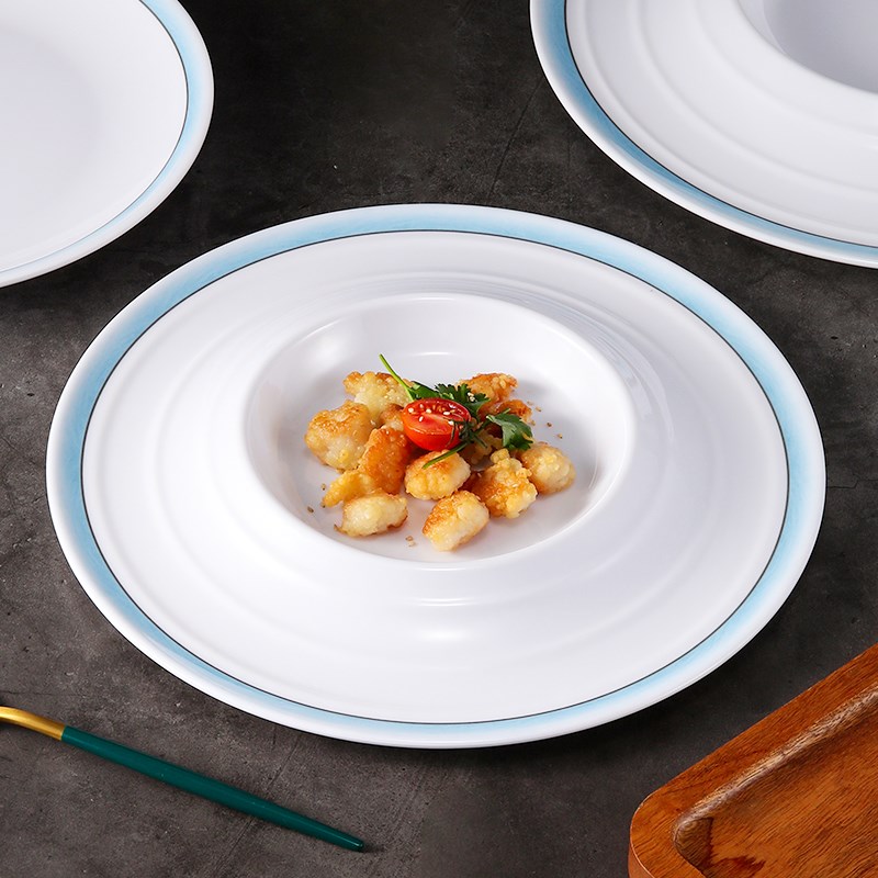 密胺圆盘仿瓷西餐草帽盘酒店餐厅分子料理盘子菜盘摆盘意境菜餐具