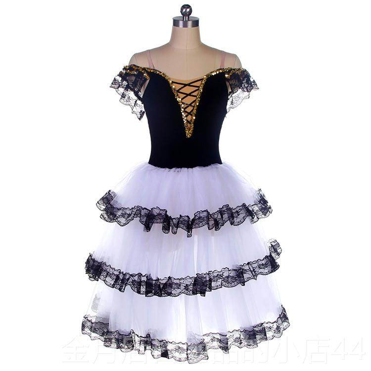 高档新款舞芭蕾舞演出服儿比童舞蹈赛蹈篷篷红色表演裙长裙堂吉诃