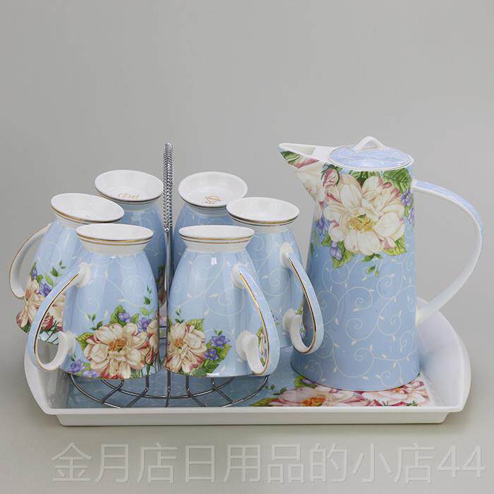高档骨瓷水具套装送杯具装套瓷凉水壶杯子陶套装耐热杯壶茶具结婚